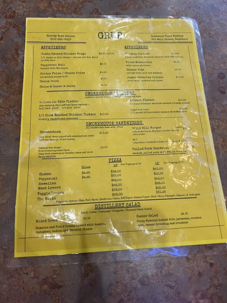 Deadwood Pizza Factory Menu image 1