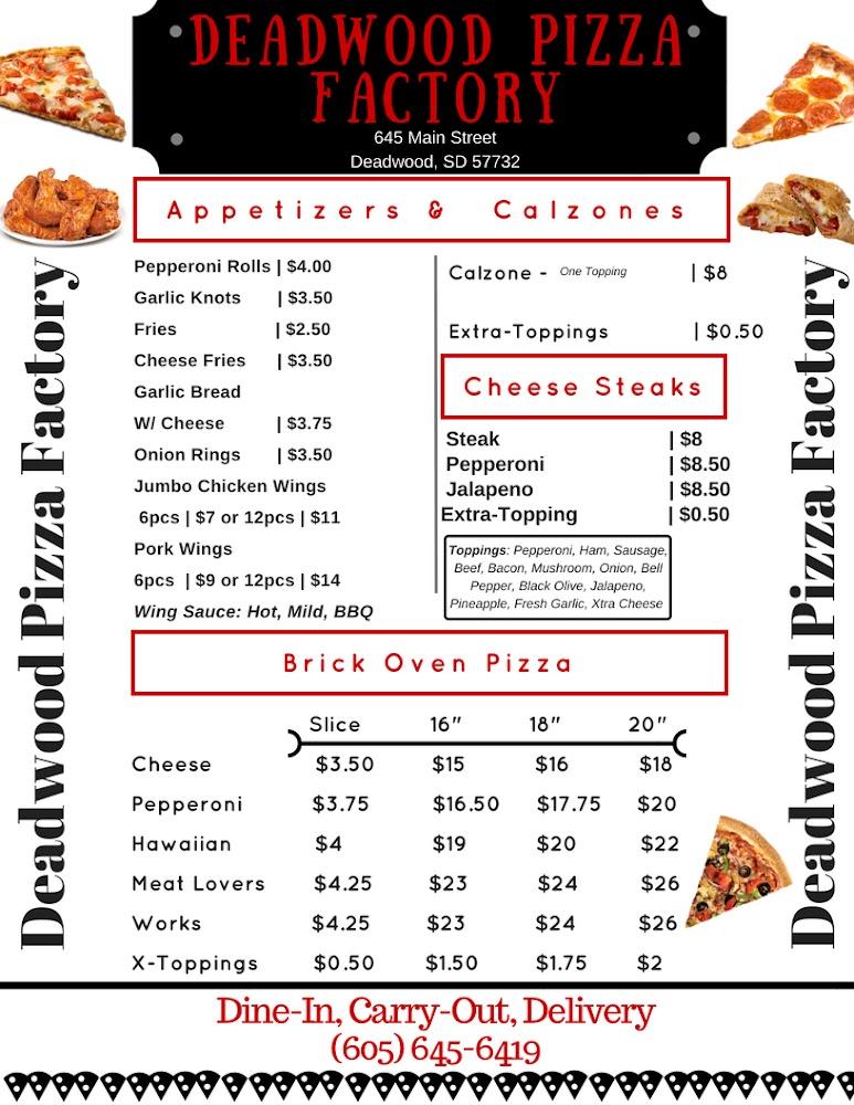 Deadwood Pizza Factory Menu image 4